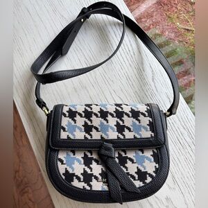Kate Spade Navy Blue, Light Blue & Cream Houndstooth Crossbody Bag